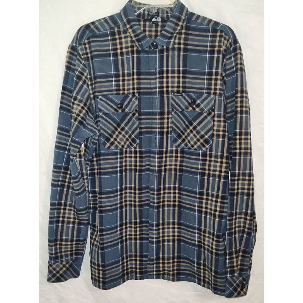 Volcom Plaid long sleeve shirt size Large blue tan white